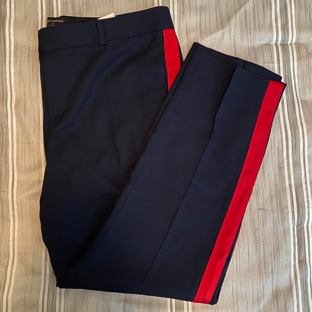 Banana Republic Avery Navy Red Tuxedo Pant